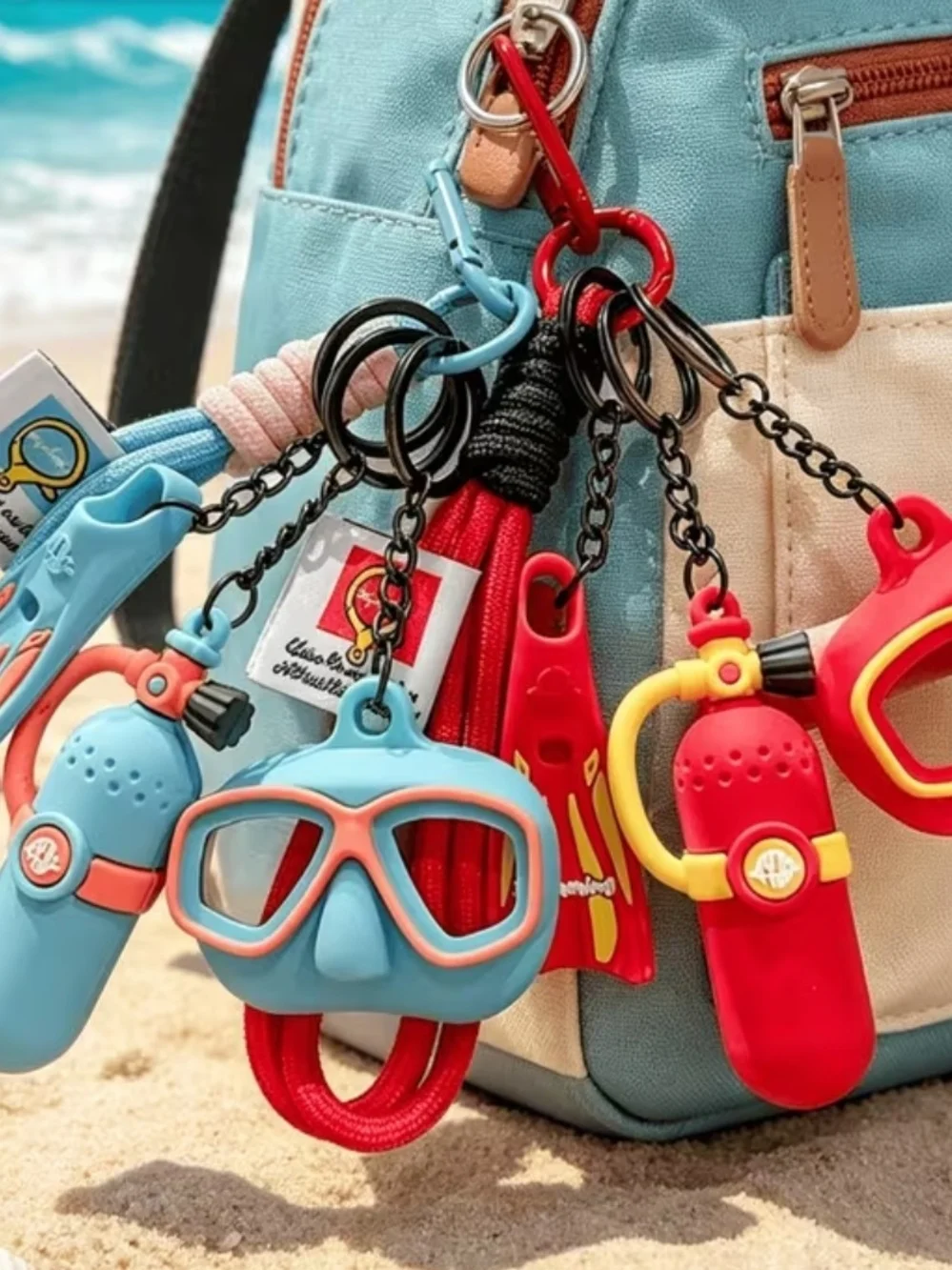 Scuba Purple Swim Mask & Gear Keychain Set